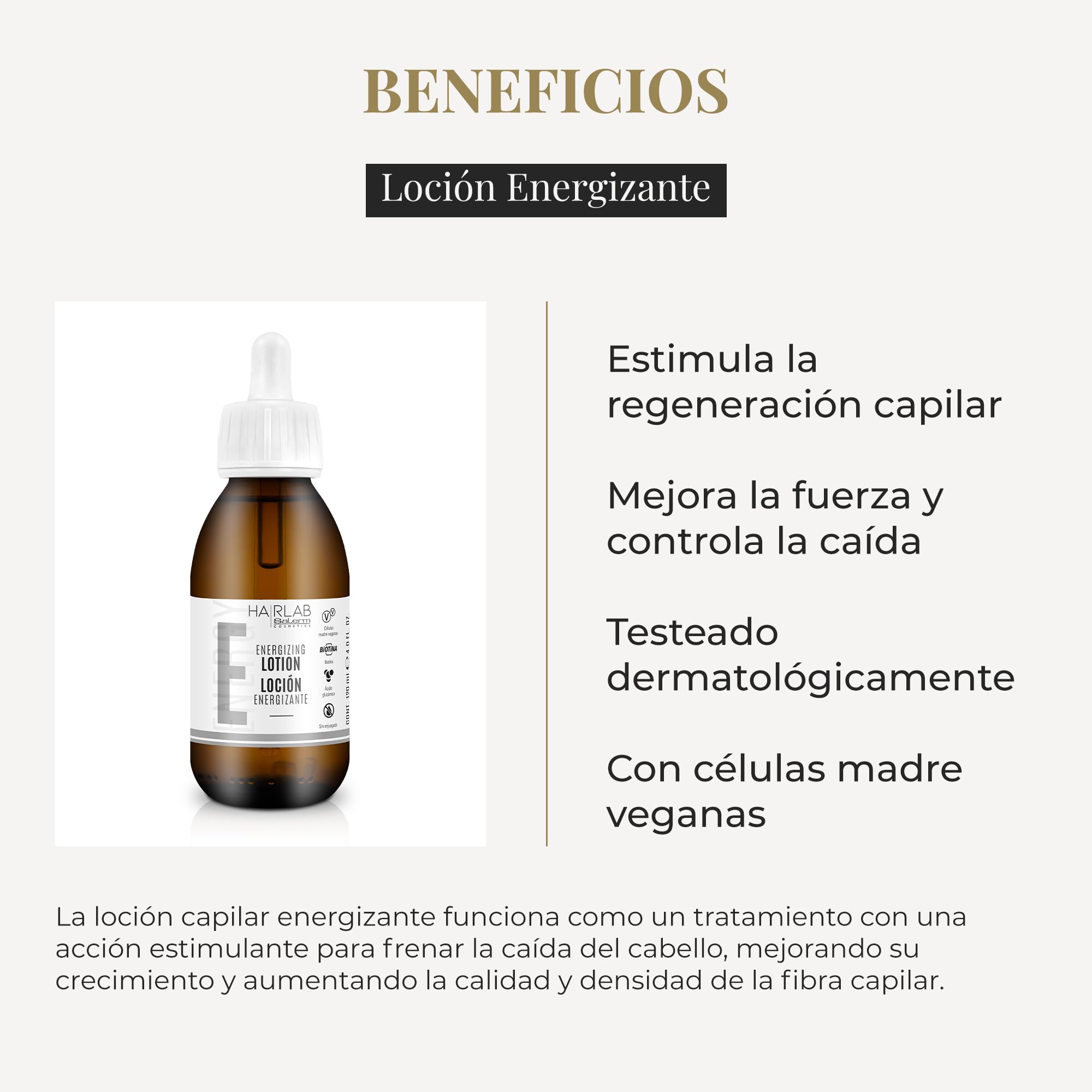 SALERM - Loción Anticaída - Loción Energizante Hair Lab - 120 ml - Tratamiento Anticaída Cabello Mujer y Hombre - para Cabellos Finos - Frena la Caída del Cabello - Estimula la Regeneración Capilar