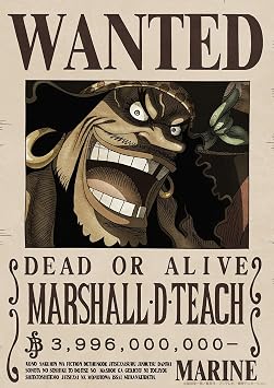 ONE PIECE One Piece Official Wanted Poster Wall Sticker Made in Japan 16.5 x 11.7 inches 42 x 29.7 cm op-477 Blackbeard 3.996 billion