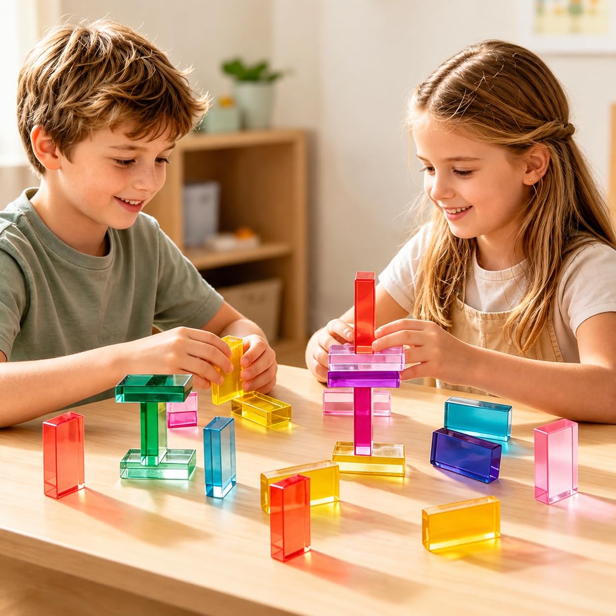28 części akrylowe klocki Domino (7 kolorów)