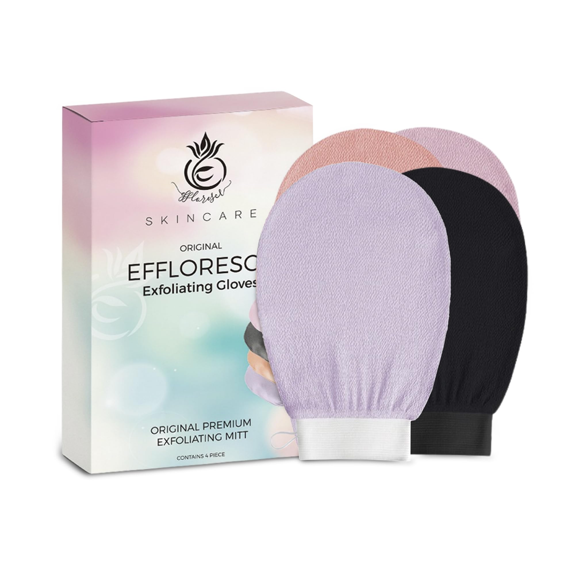 Exfoliating Glove Pack of 4 – Deep Cleaning Exfoliating Body Scrubber- Exfoliating Gloves for Shower for Smooth Radiant Skin – Dead Skin Remover &