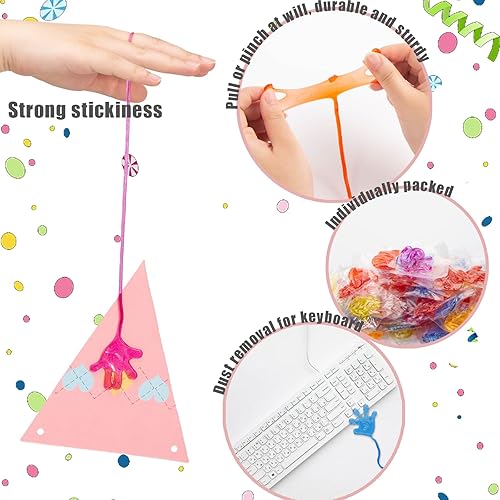 Miniatura 4 de POPLAY 56 unidades de manos pegajosas pequeñas, manos pegajosas brillantes con purpurina, juguetes sensoriales elásticos, rellenos de bolsas de