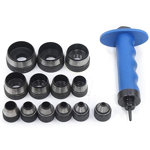 Miniatura 5 de Juego de herramientas de perforación hueca de 14 piezas, kit de cuero, cortador de goma con agujero de junta, caja de almacenamiento, para corte de