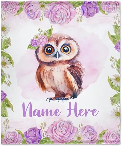 Miniatura 423 de Manta personalizada con diseño de jirafa y elefante, manta de franela suave, acogedora y ligera con nombre para sofá, cama, sofá, regalo, unisex