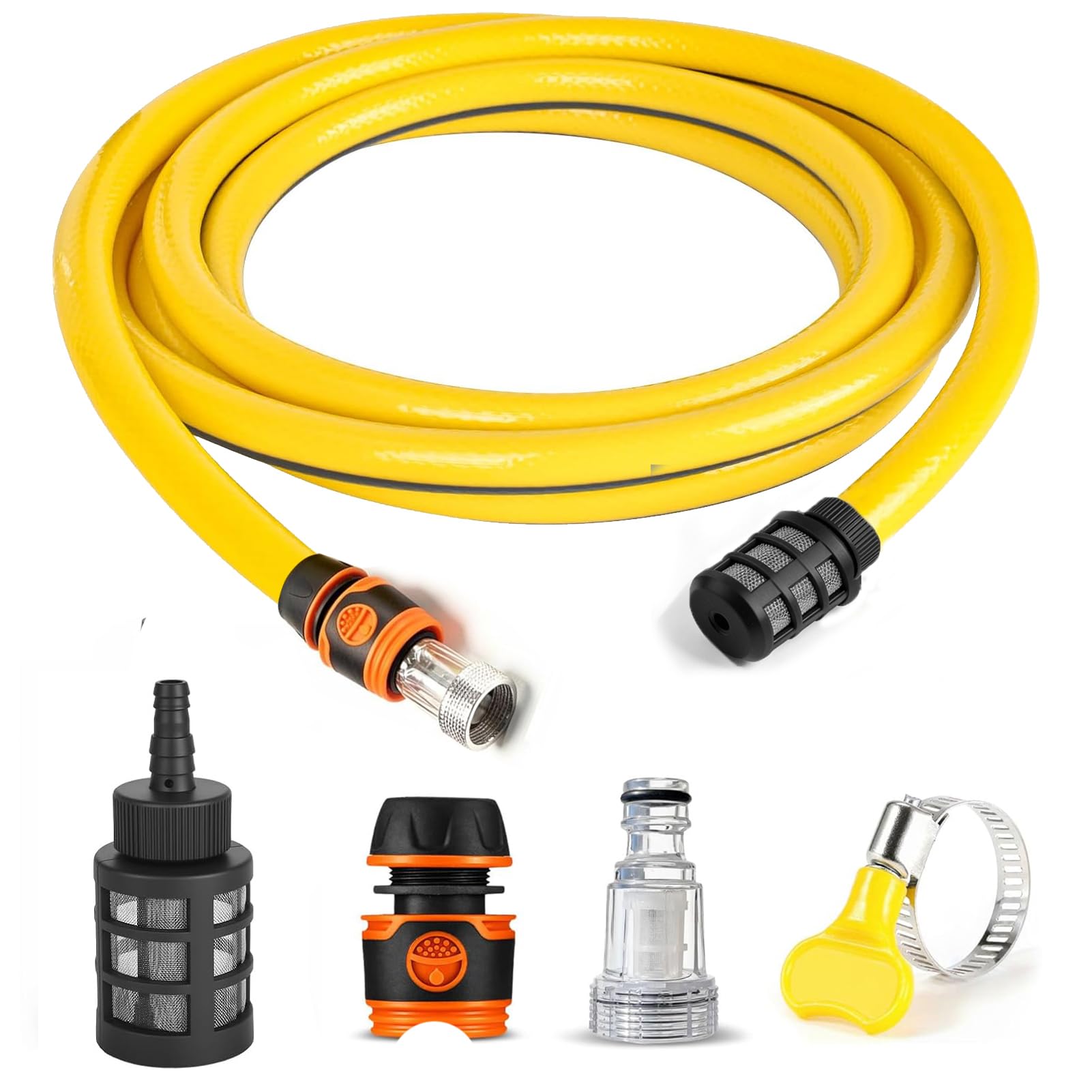 Suction Hose Pipe 3M with Pressure Washer Connector and Filter Compatible with Karcher K2 K3 K4 K5 K6 K7 Series and Bosch AQT Series Pressure Washer Accessories