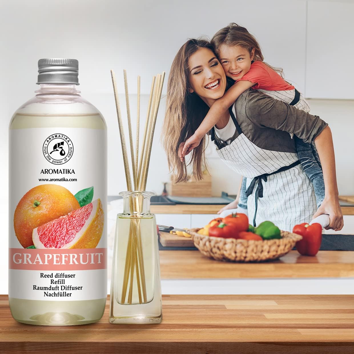 Reed Diffuser Oil Refill Grapefruit 17.0 Fl Oz (500ml) - Intensive & Long Fragrance for Room - Lasting Natural Room Scent - Refill for Office - Boutique - Restaurant - Aromatherapy