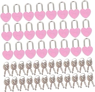 DOITOOL Backpack Locks Diary Padlock 24pcs Diary Lock Laptop Cases Luggage Lock Heart Lock Small Carrying Case Keepsake Storage Box Mini Luggage Locks