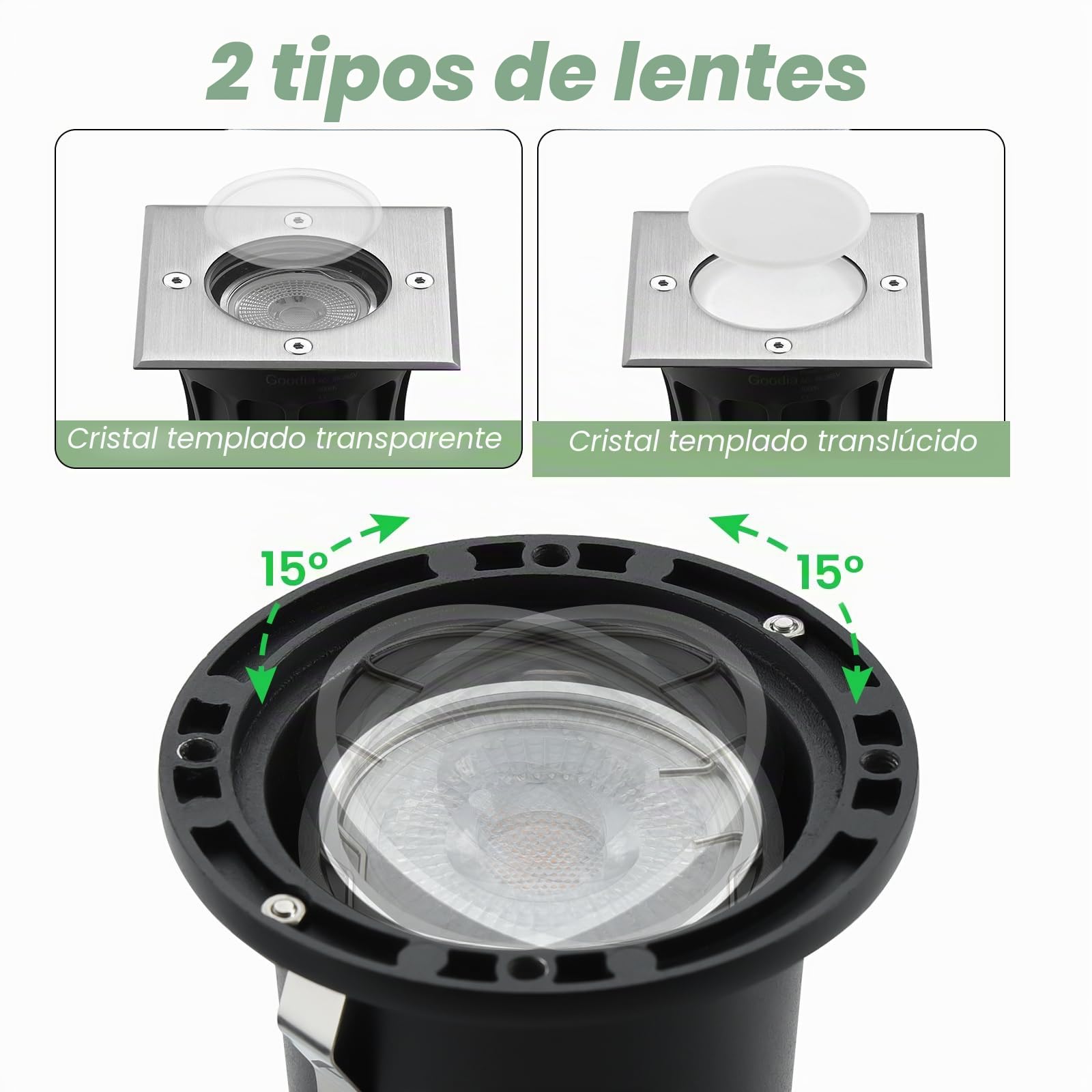 Foco empotrable para exterior (3 W, 230 V, 3000 K, color blanco cálido, para jardín, camino parque patio