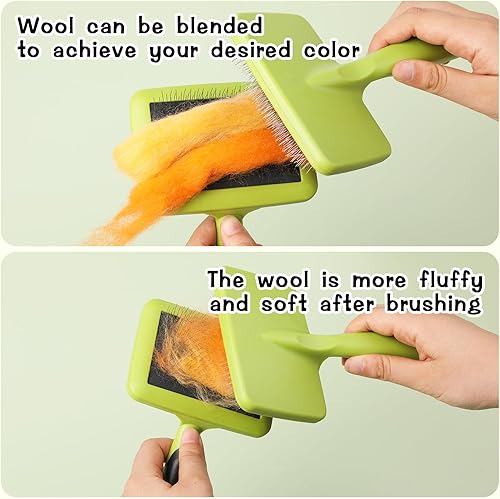 Miniatura 4 de 2 tarjetas de lana, tarjetas de mano con mango ergonómico, cepillo de fieltro de aguja curvada, cepillo deslizante para hilado de lana, aseo de