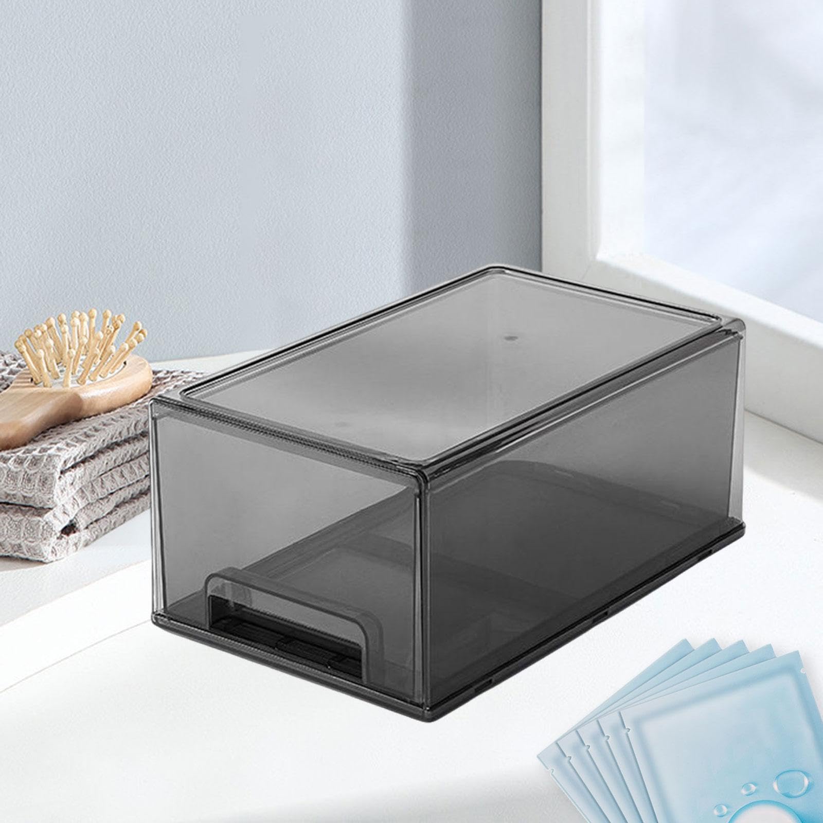 predolo Organizer Da Scrivania con Cassetto, Organizer per Cosmetici, Beauty Case, Organizer, Contenitore per Riporre Oggetti Sulla Scrivania, Grande Grigio Chiaro