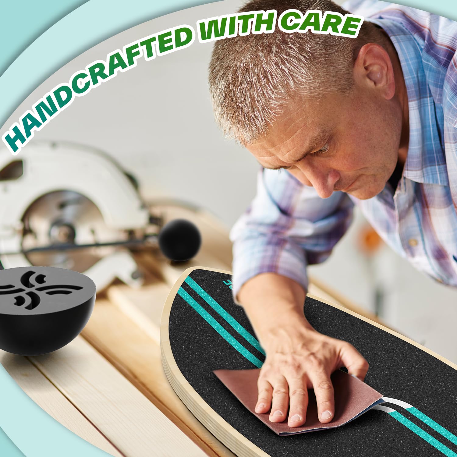 Sportneer Surfin Balance Board per adulti 8 in 1 – Balance board in legno per allenamento del core, surf, sci e riabilitazione – Sicura, antiscivolo, 200 kg