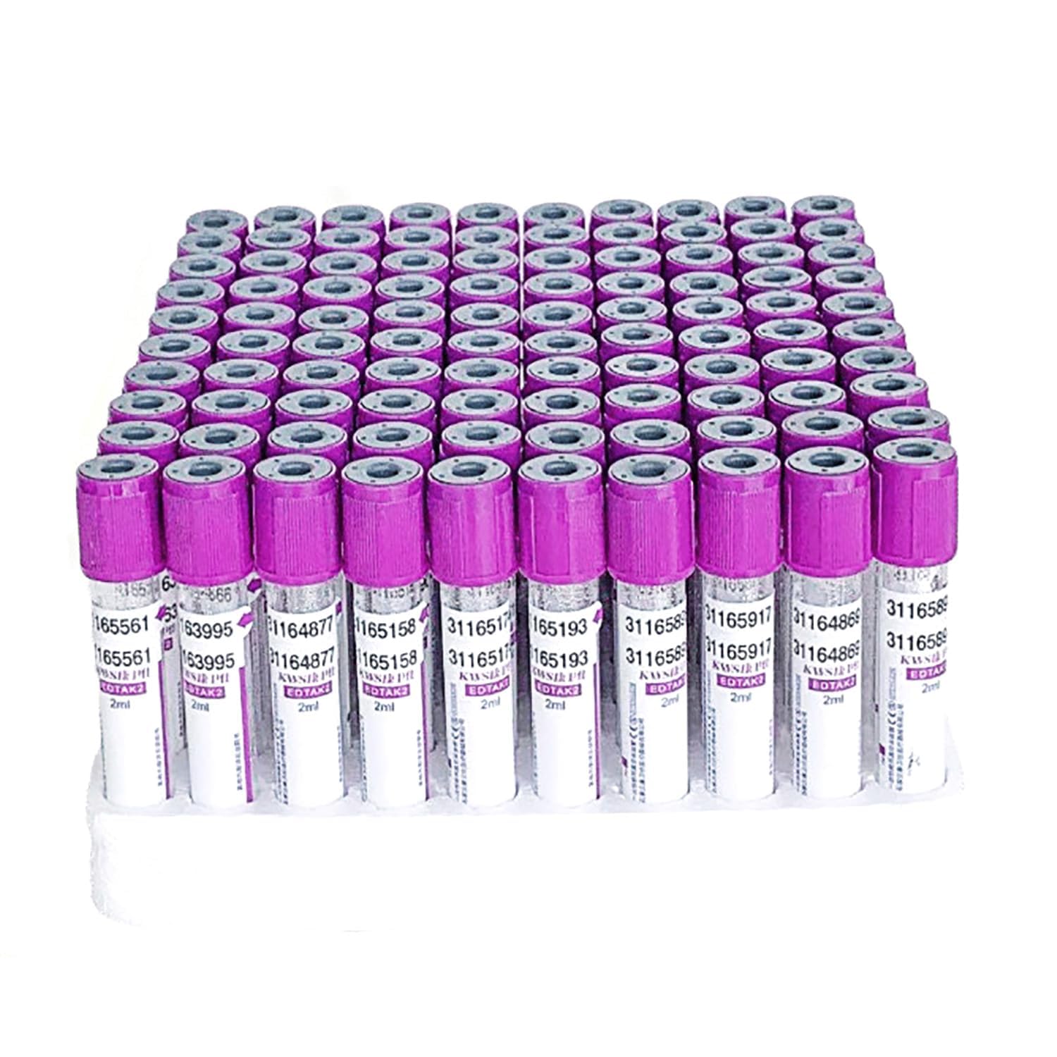 EDTA K2 probówki do pobierania krwi, 5 ml probówki próżniowe z zakrętkami, opakowanie 100 szt. do użytku laboratoryjnego