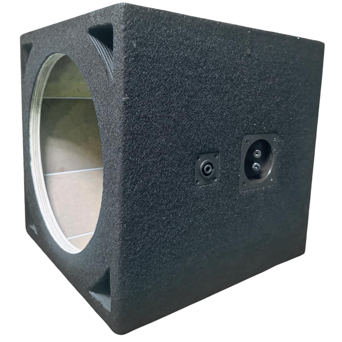 Altavoz de graves vacíos de 12 pulgadas, caja de subwoofer para audio de coche, altavoces estéreo Xtreme duraderos, cajas de subwoofer de madera fuerte, alfombra, cuerno chuchera, estilo brasileño