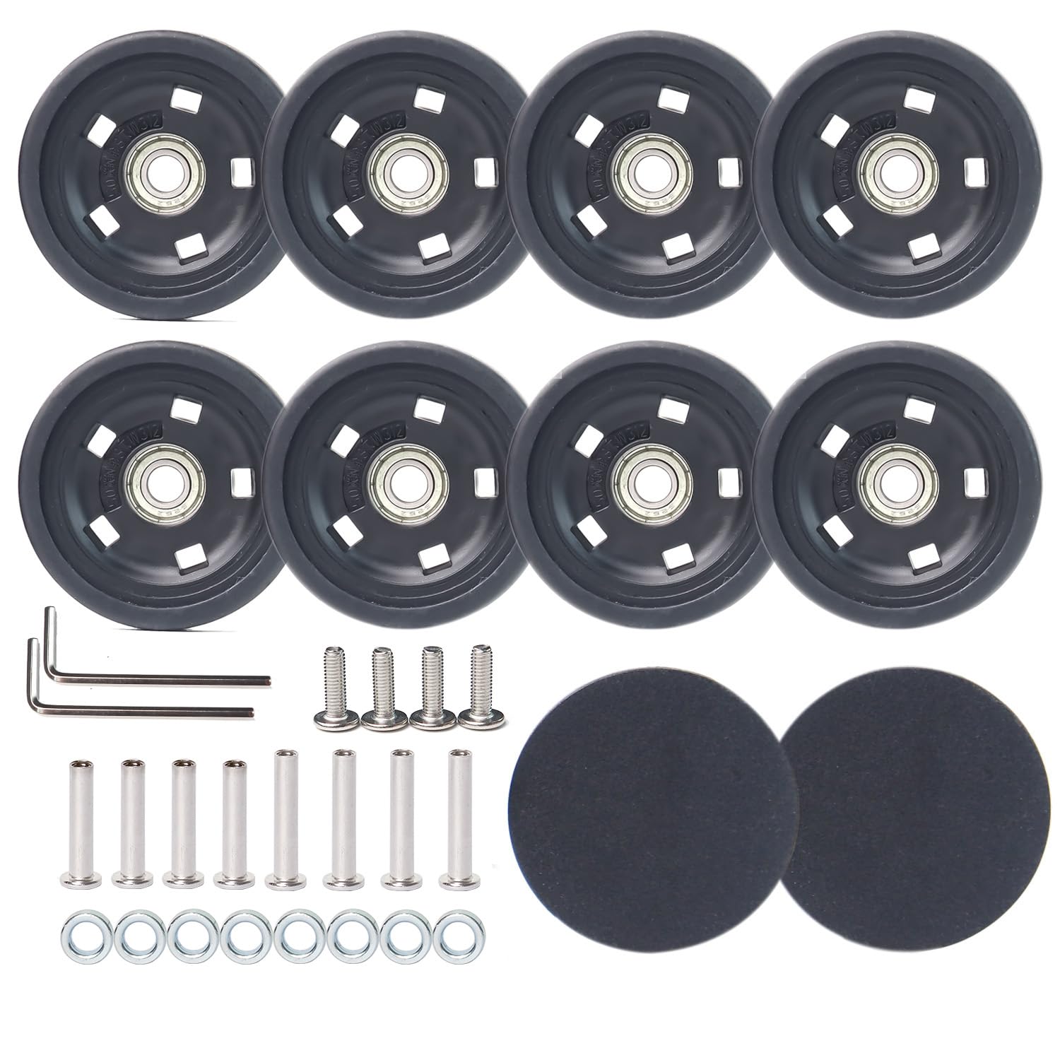 Luggage Wheels Replacement Kit 50mm x 12mm Suitcase Replacement Wheels with Black Screws Axles Bearings Repair Suitcase Caster