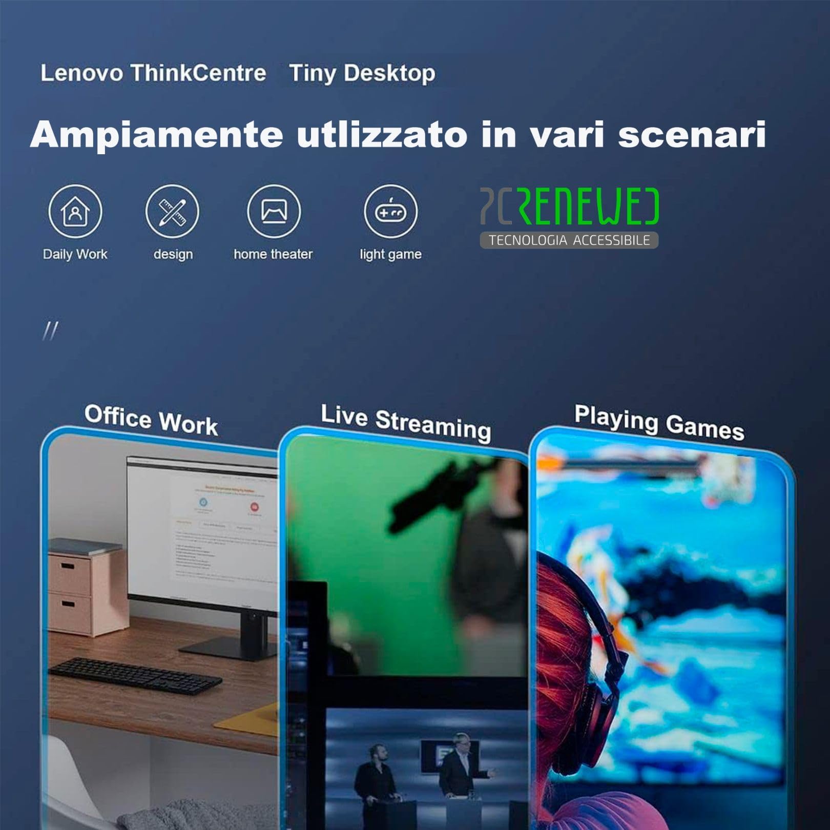 Lenovo ThinkCentre Tiny Desktop PC Completo | Mini Computer | Core i5, 16GB RAM, 512GB SSD | WiFi, Bluetooth, Windows 11 Pro | Office 2021 (Ricondizionato) (Pc+32+Tast)