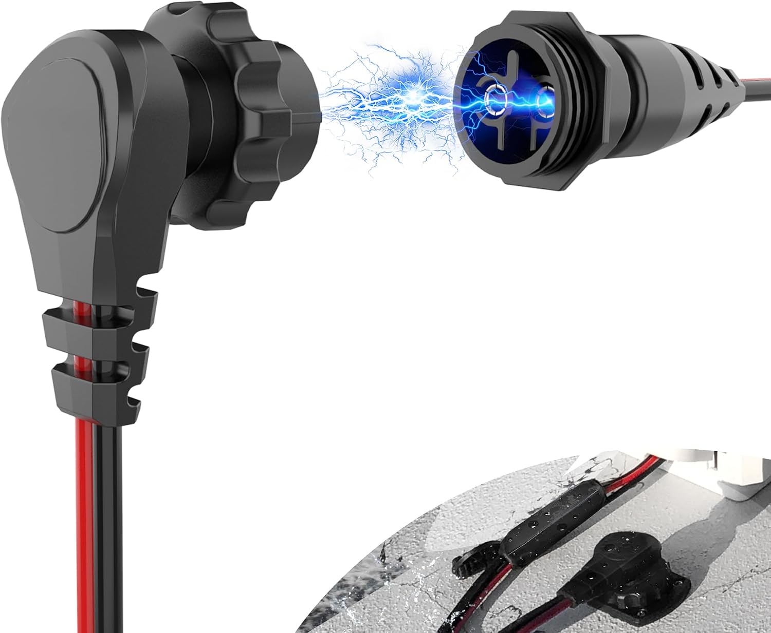MKR-28 Trolling Motor Plug & Receptacle - 60A 48V Waterproof Marine Battery Connector