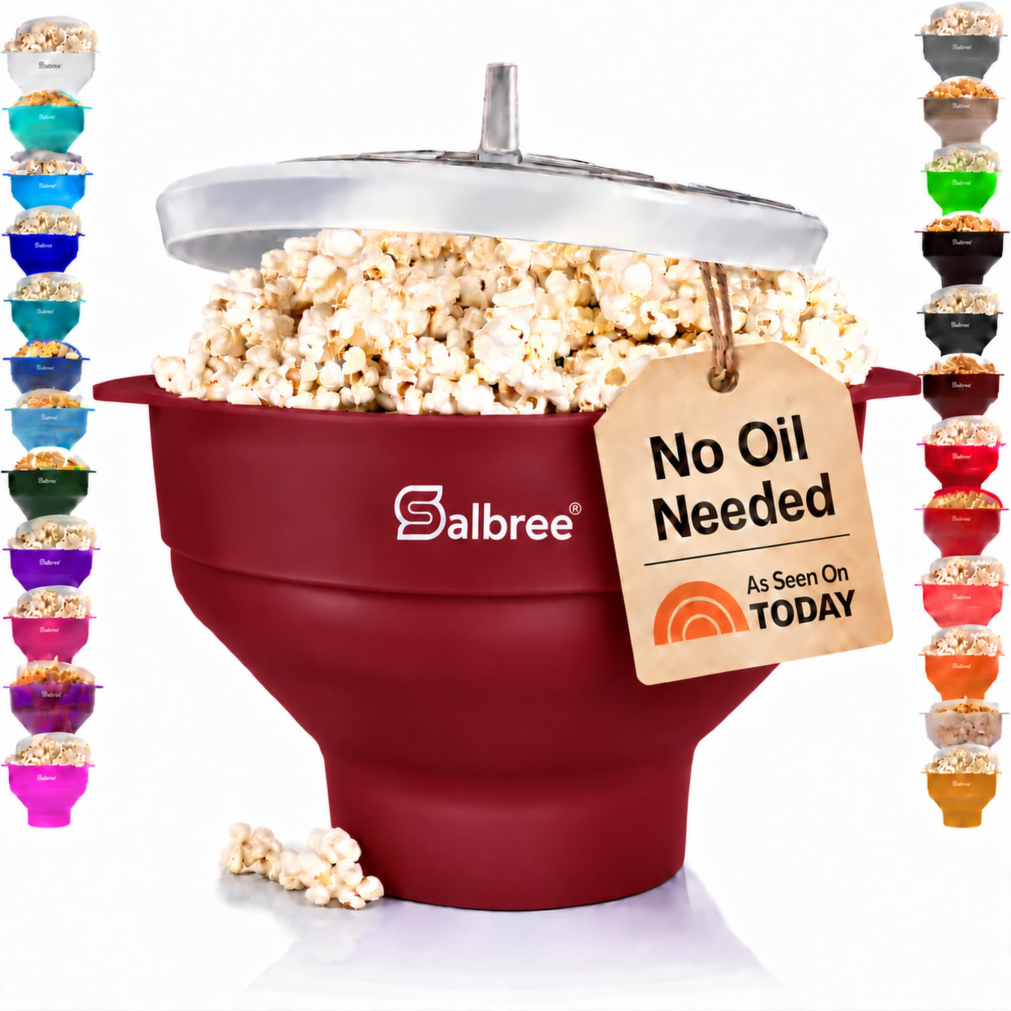 Salbree Microwave Popcorn Popper Maker Silicone Collapsible Bowl No Oil