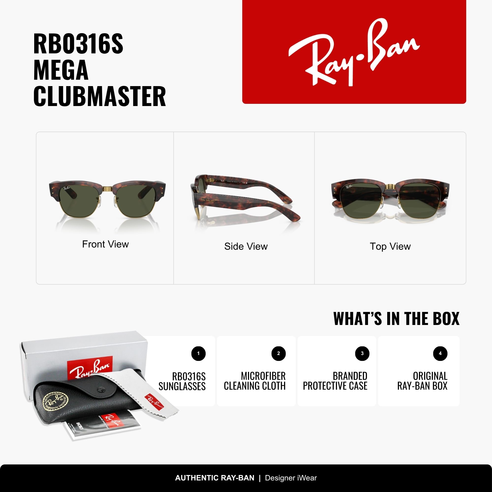 Ray-Ban Rb0316s Mega Clubmaster Gafas Hombre (Pack de 1)