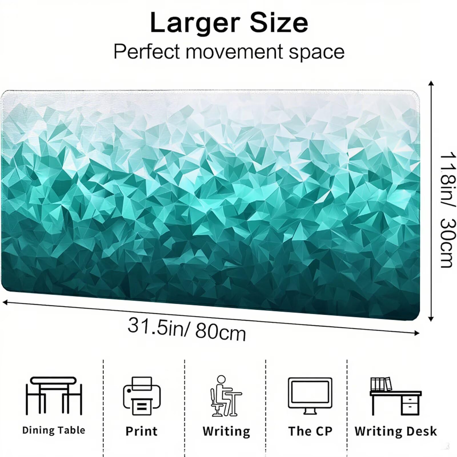 Niebieska podkładka pod mysz XXL 1600 x 800 x 3 mm abstrakcyjny uchwyt na biurko akcesoria antypoślizgowa gumowa podstawa i szyte krawędzie podkładka pod mysz dla graczy do dekoracji biura