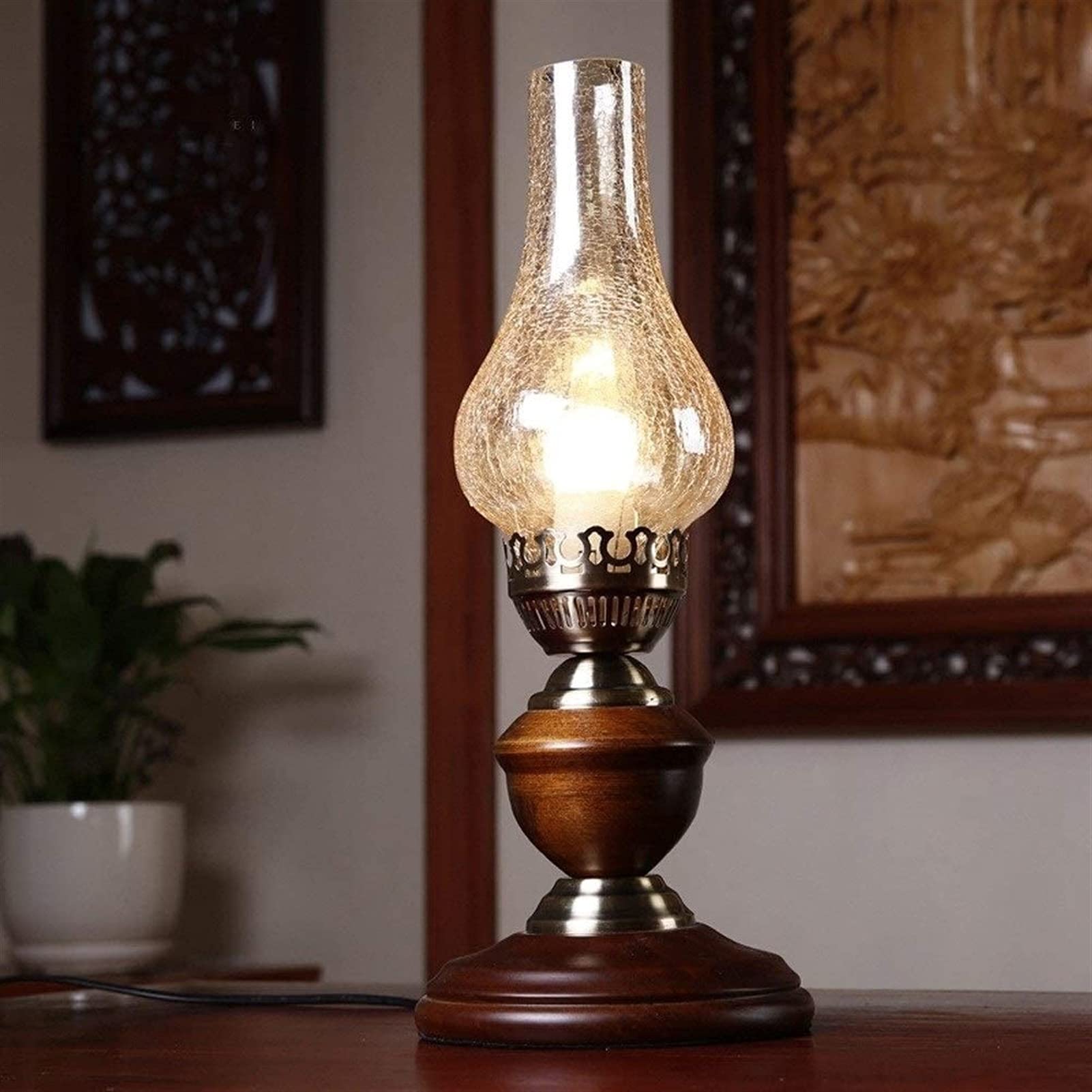 TTDGYYXW Lámpara De Aceite De Queroseno Retro Tradicional Lámpara De Mesa Vidrio Antiguo Acogedor Nostálgico Luces De Escritorio Dormitorio Mesita De Noche Lámpara De Mesa De Metal, Lámparas Chaner