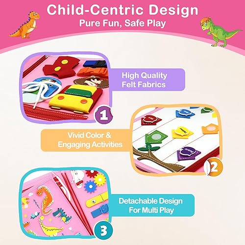 Miniatura 4 de VARANO Montessori - Libro de mesa de juguete para niños de 1, 2, 3 años, juguetes sensoriales educativos para niños de 1 a 3 años, actividades en