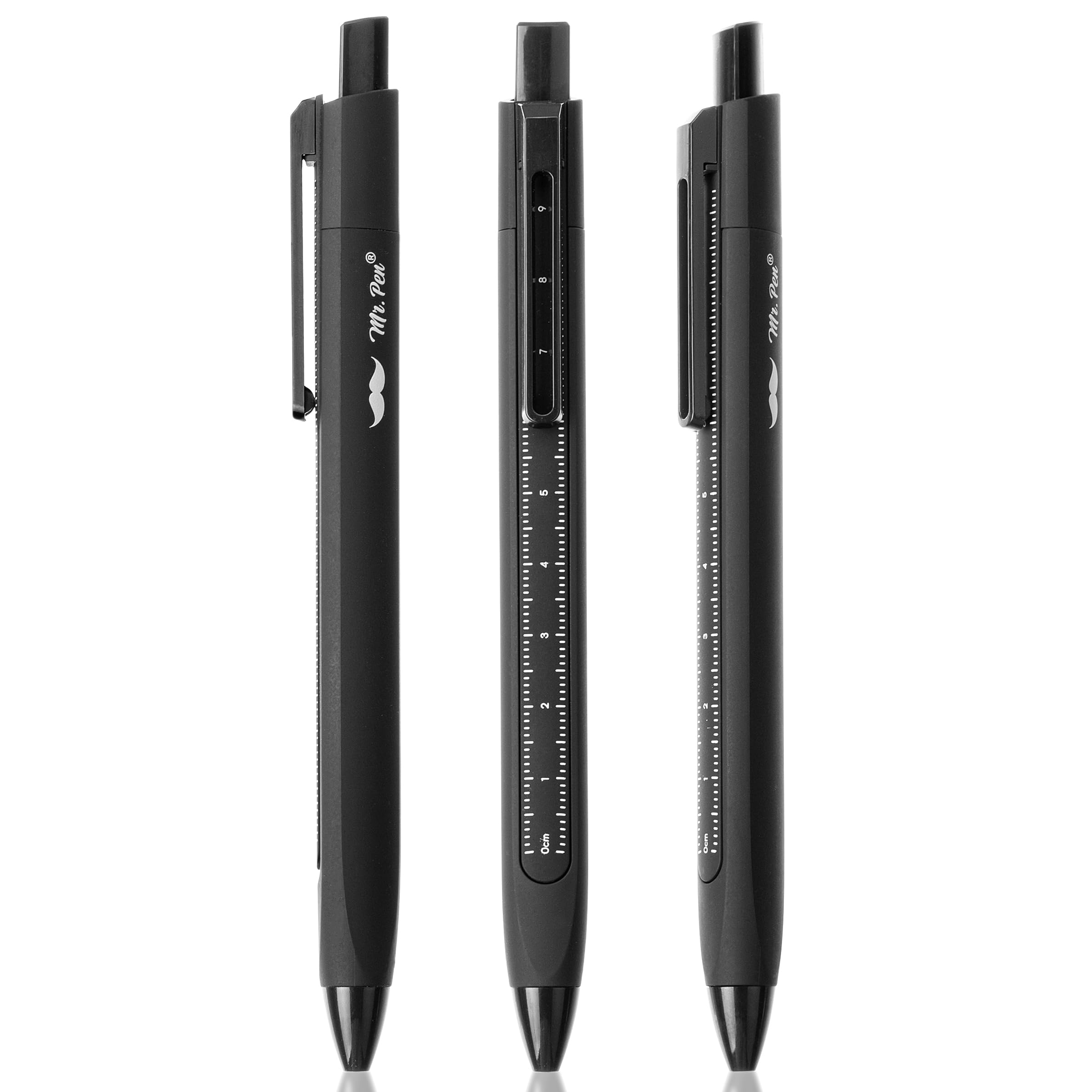 Mr Pen- Retractable Gel Pens With Ruler 3 Pack Black Ink Fine Point 0 5mm Aesthetic for Journaling