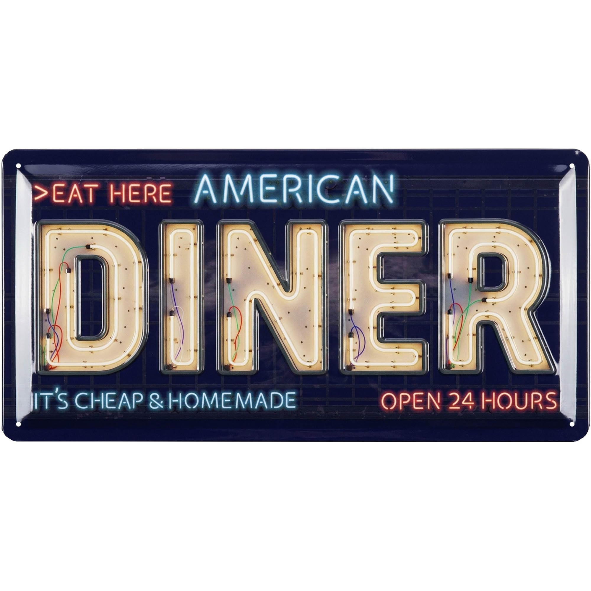 LANOLU Vintag Tin Sign Retro Diner Decor DINER, Metal Kitchen Signs Wall Decor, Vintage Ice Cream Sign, 50s Diner Decor, Vintage Metal Kitchen Sign, 6.3 x 12.6"
