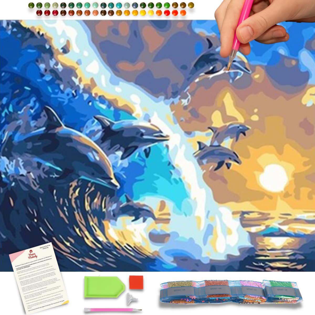 Kit Diamond Painting Girafe - 30x40 Cm - Toile Autocollante, Strass, Stylo, Colle - Loisir Créatif Pour Adultes Et Enfants - 10