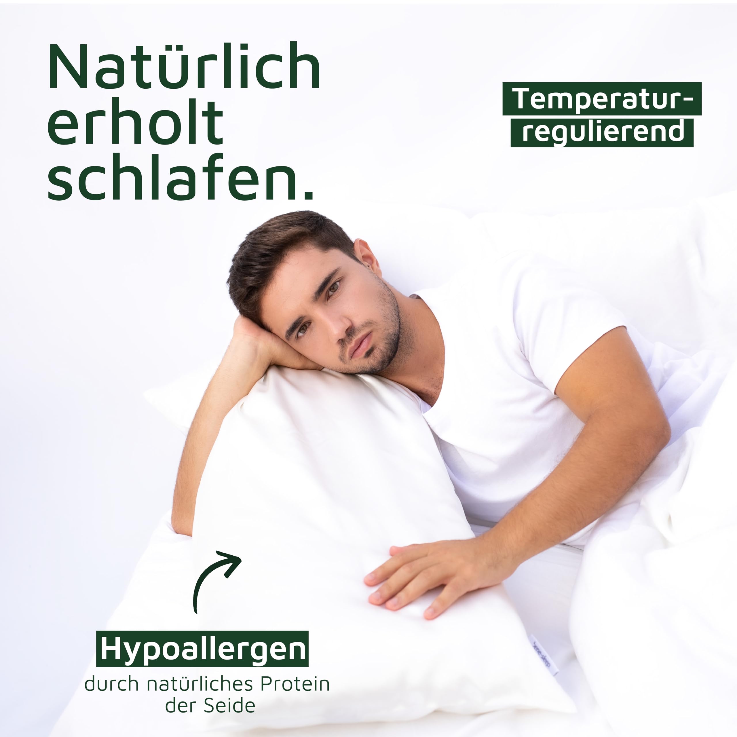 Premium Seidenkissenbezug – 100 % Maulbeerseide 22 Momme | Verstärkte Nähte | Oeko-TEX Zertifiziert* | Anti-Frizz & Faltenreduzierung | hypoallergen & hautfreundlich (Weiß, 40x80 cm)