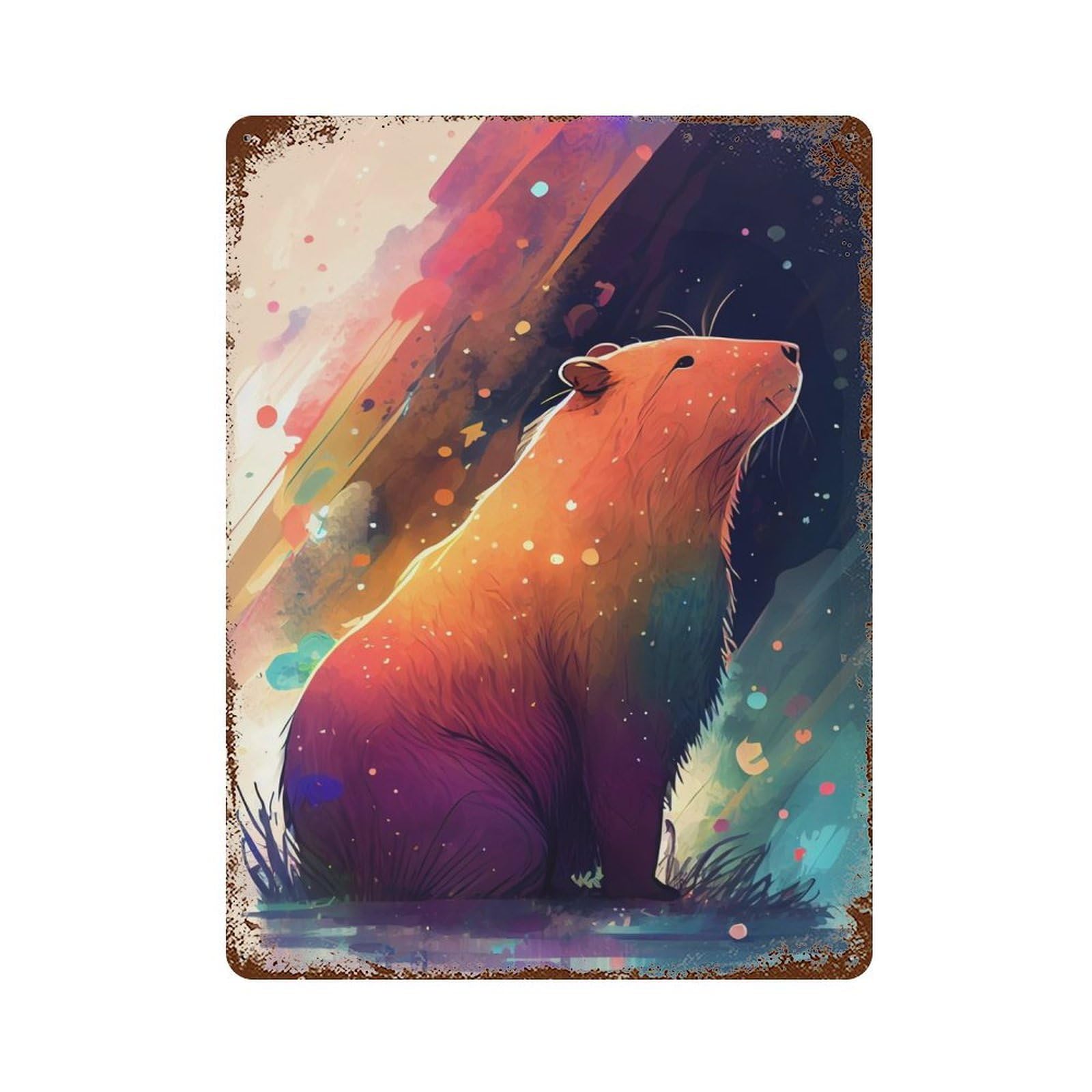 Capybara Colorful Decorative Tin Sign 15.7"x11.8", Ideal for Garage, Bar And Workshop Decor
