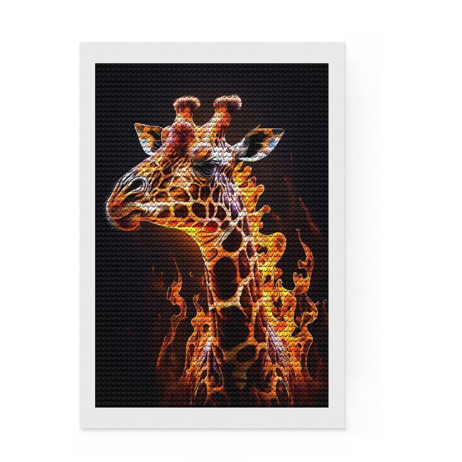 Junmoney Giraffe Full Drill Diamond Painting Kit 8"x12", Birthday Gift, Vintage Style Decor, Modern Decor, Artistic Hobby