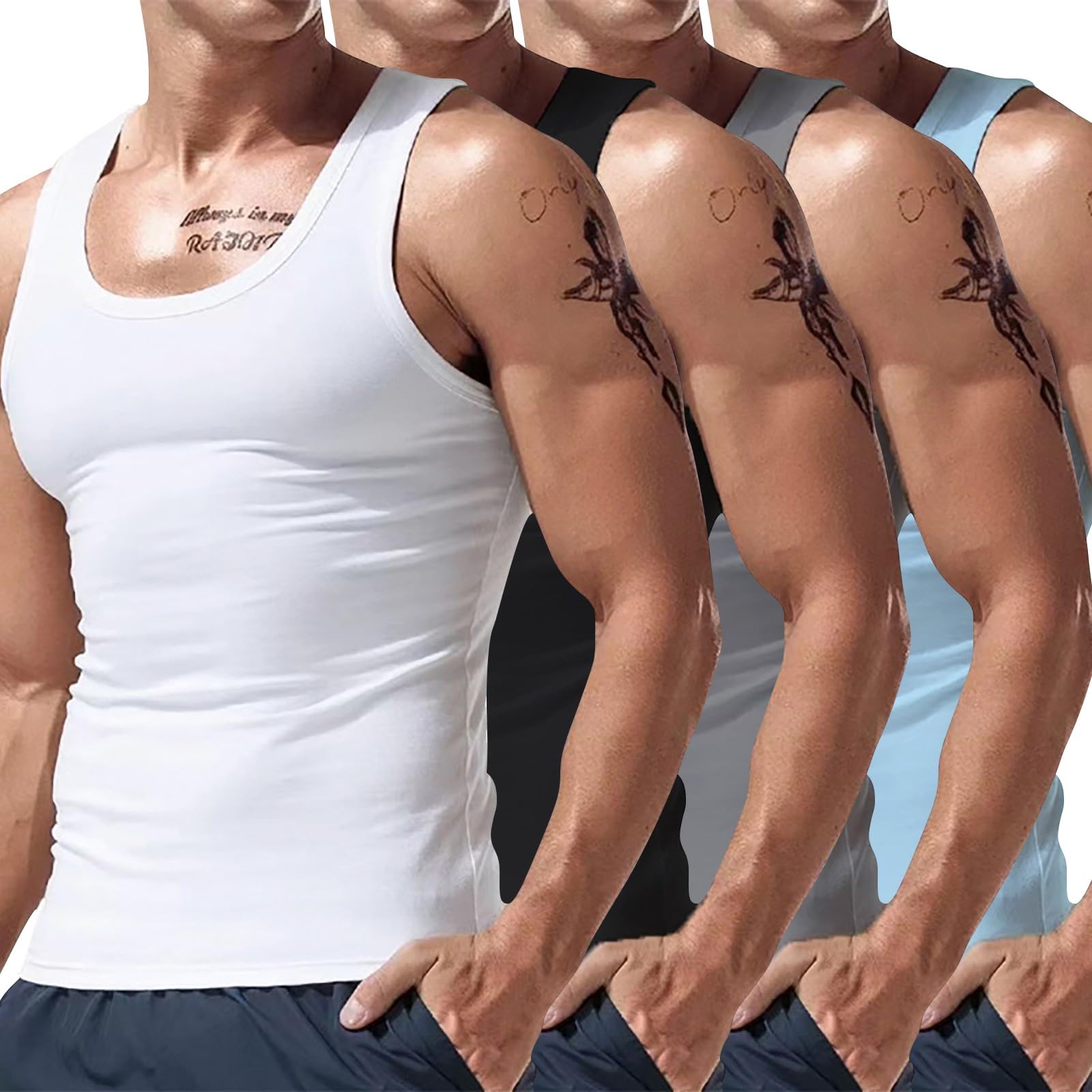 Canottiera da uomo leggera, confezione da 4 canottiere da palestra, corsa, vestibilità muscolare, senza maniche, confezione multipla, canottiere di base per allenamento, sport, bodybuilding, yoga