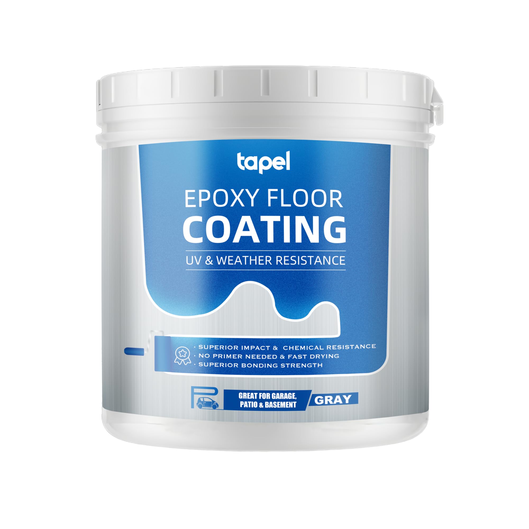 3-in-1 Epoxy Floor Coating - Slate Grey 35oz (54ft²), Primer+Paint+Clear Coat | Non-Slip, UV-Resistant Finish for Concrete Garage Floors, Basements & Warehouses – Fast-Drying