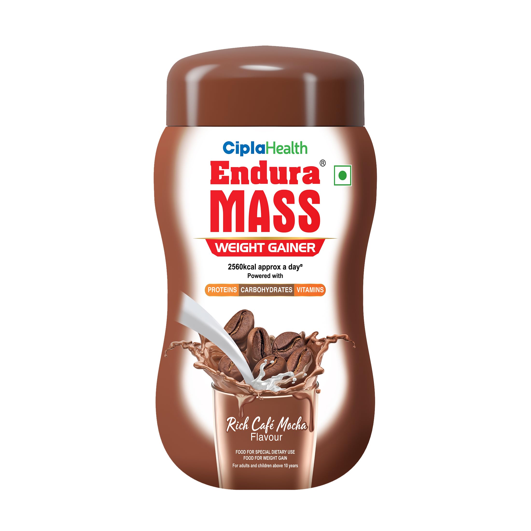 Endura Mass Weight Gainer Powder 550 G Cafe Mocha Flavour | Unique Blend Of 3 Sources Of Protein, Carbs, Vitamins & Essential Minerals | Ideal For Children Above 10 Years, Men, Women & Athletes