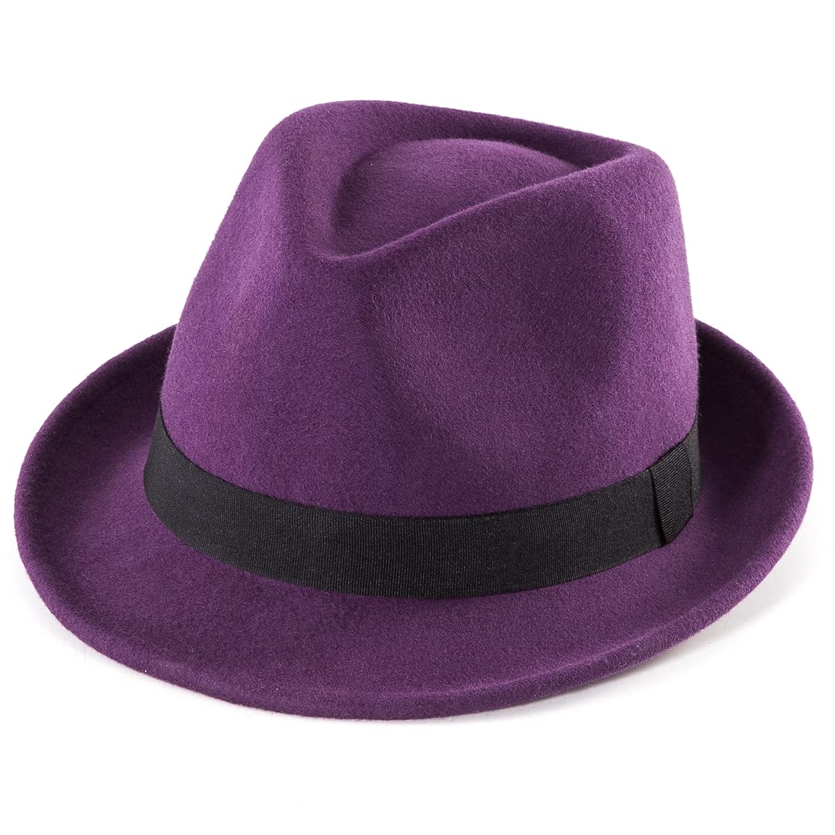 LADYBRO Straw Trilby Fedora Hat for Men Women 1920s Wool Felt Panama 7 1/4