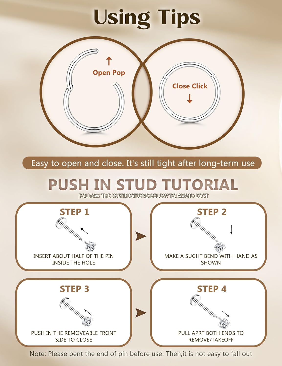 20G/18G Nose Rings Studs for Women Men - 14K Gold Filled Flat Back Nose Studs Nose Ring Hoops Hypoallergenic Surgical Steel Threadless Push in CZ Helix Tragus Conch Nostril Cartilage Piercing Jewelry - Image 8