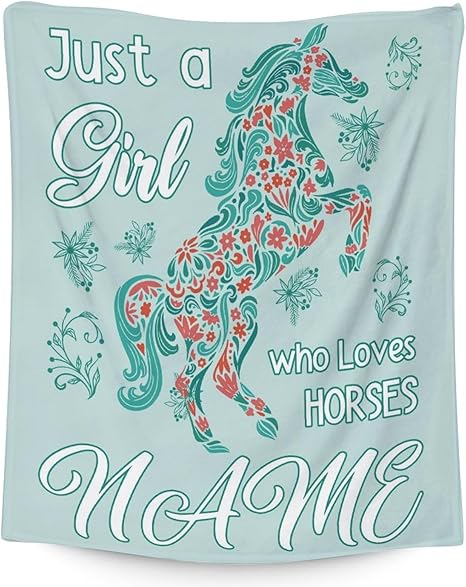 Mercuryelf Custom Horse Blanket Gift - 50x60 Inches Trendy Throw Blankets for Girls - Mint Green Soft, Fuzzy & Warm Throws for Living Room, Sofa