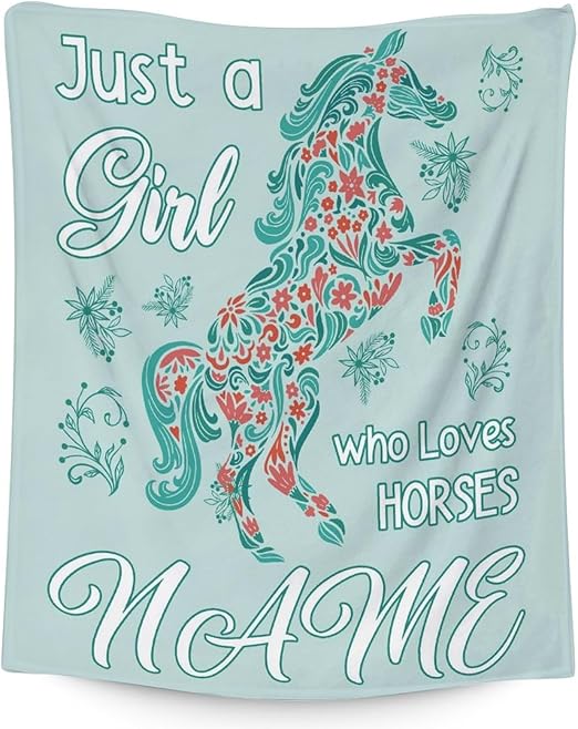 Mercuryelf Custom Horse Blanket Gift - 50x60 Inches Trendy Throw Blankets for Girls - Mint Green Soft, Fuzzy & Warm Throws for Living Room, Sofa