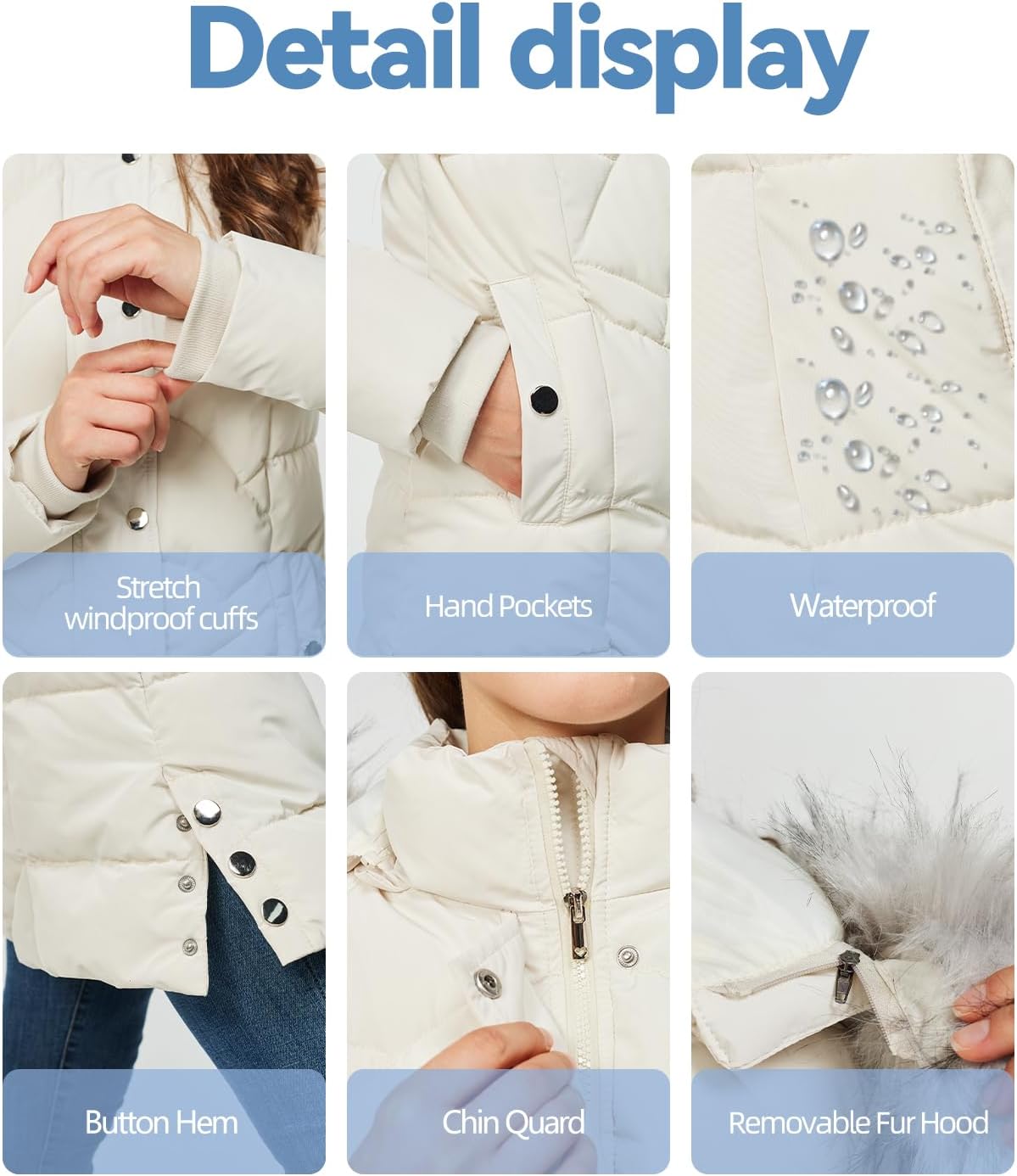 TRATENBY Women's Winter Long Puffer Coats Warm Jackets Parka With hood Waterproof