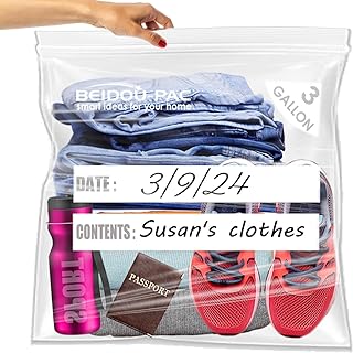 BEIDOU-PAC 3 Gallon Large Plastic Bags with Zipper Top, | 100 Count | 2 Mil | 16" x 18" | Heavy-Duty Reusable Clear Freezer Storage Bags