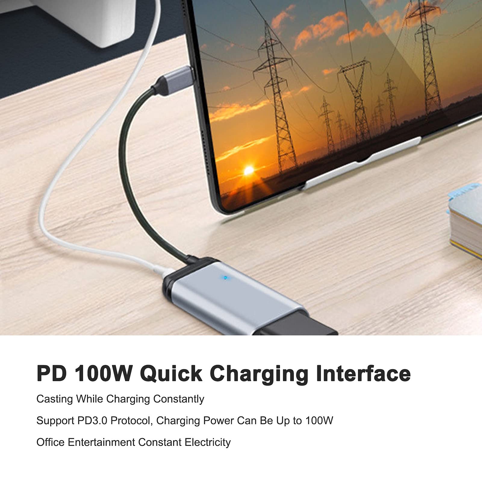 Adattatore da USB C a Ethernet, Adattatore di Rete LAN da Tipo C a RJ45/65W PD/tipo-C/ USB2.0 Gigabit Ethernet 10/100/1000Mbps, per Pro Air 2019/2018/2017, Ecc.