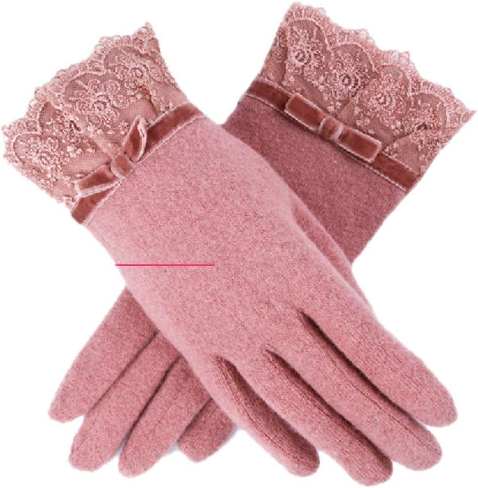 Woman Winter Korean Fingering Gloves Lace Lace Double Plus Velvet Warm Gloves