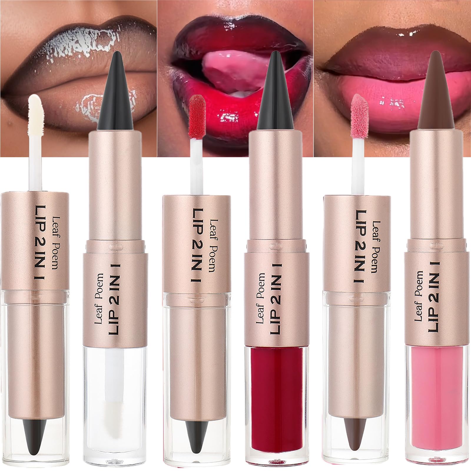 Amazon.com : MooGlamor 3 Pcs Lip Liner and Gloss Set 2 in 1