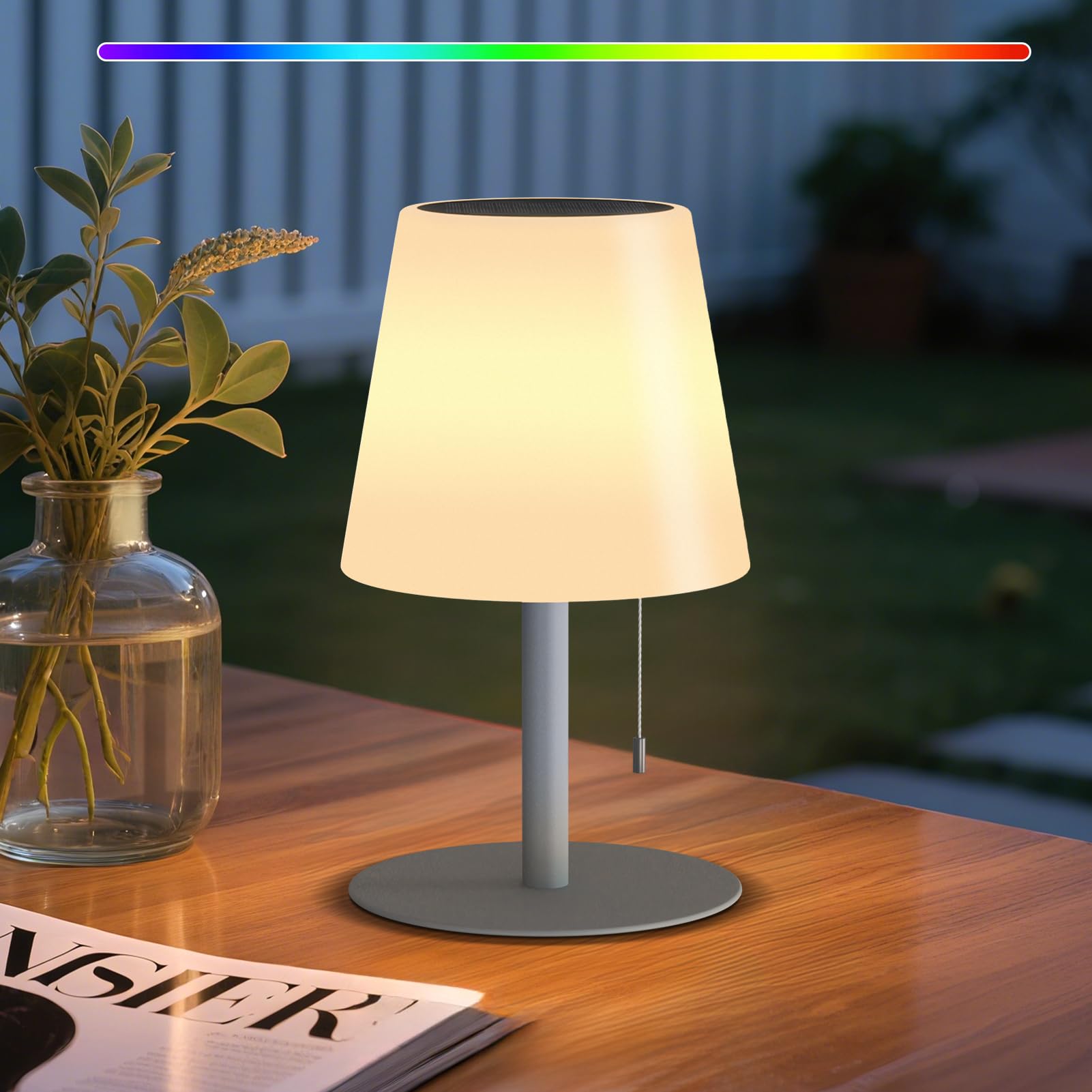 uuffoo Solar Tischlampe Outdoor Solarlampen für außen, IP44 Wasserdicht | RGB Farben | 7-20h Akku 2-in-1 Aufladung Kabellos für Terrasse Camping Garten (Hellgrau)