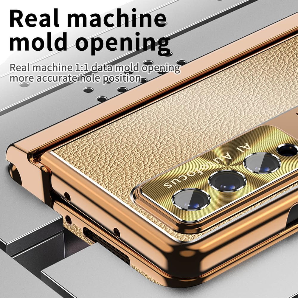 Custodia in pelle con placcatura a penna per Samsung Galaxy Z Fold 5 4 3, protezione per schermo intero, supporto magnetico, colore 4, per Samsung Z Fold 3