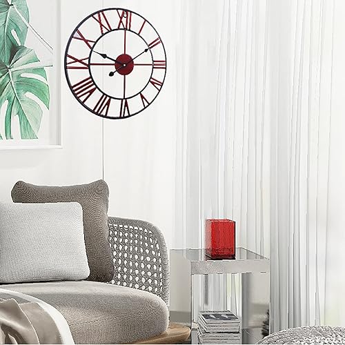 Miniatura 2 de SRURLLUG Relojes de pared con números romanos, relojes de pared grandes, silencioso sin tictac, funciona con pilas, reloj de pared con número