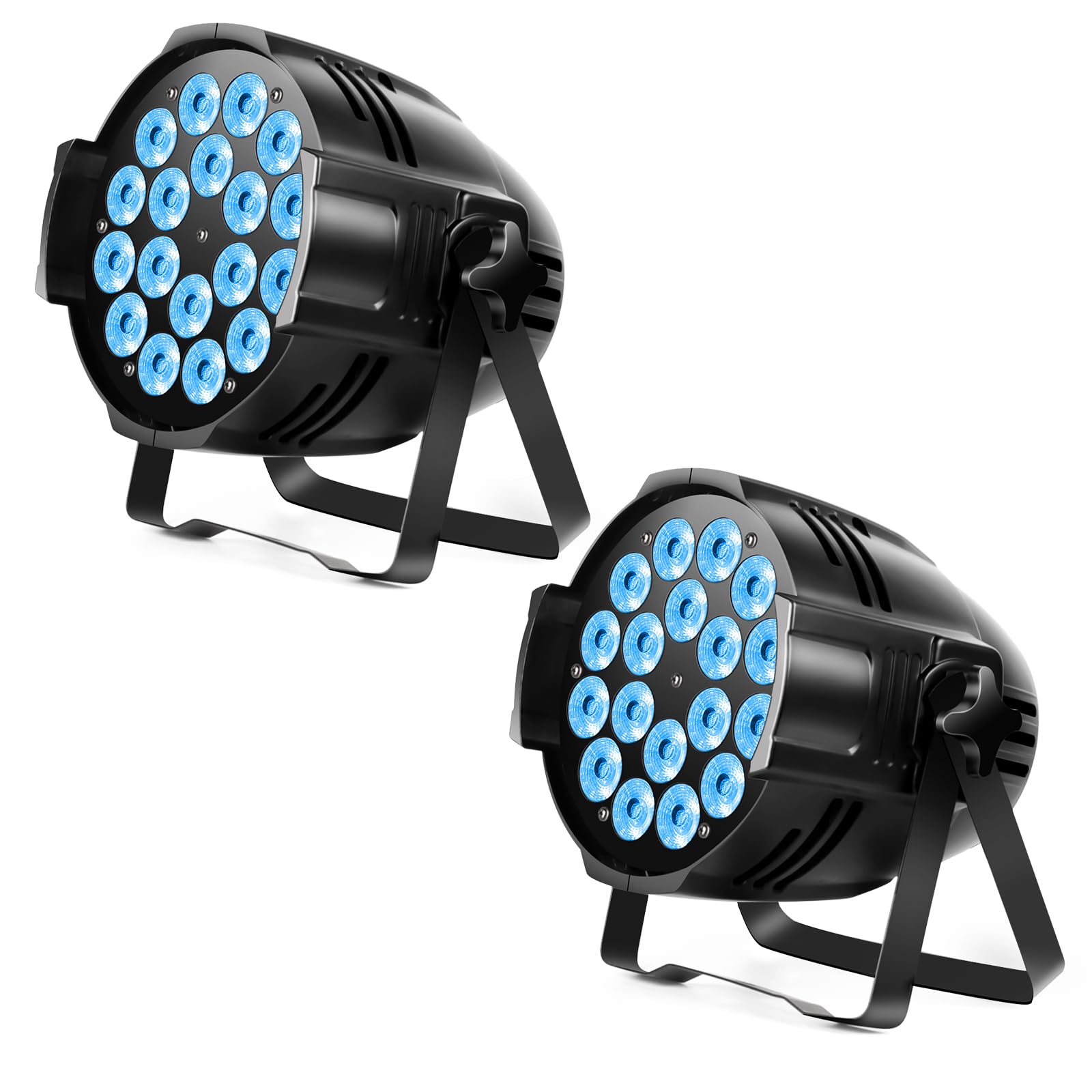 U`King 2PCS Faro Par 18 x 15W LED Luce da Palcoscenico 4 in 1 RGBW Par LED per Illuminazione Palcoscenico con DMX512 e 8 Canali per Feste, Discoteca, Matrimonio, Natale