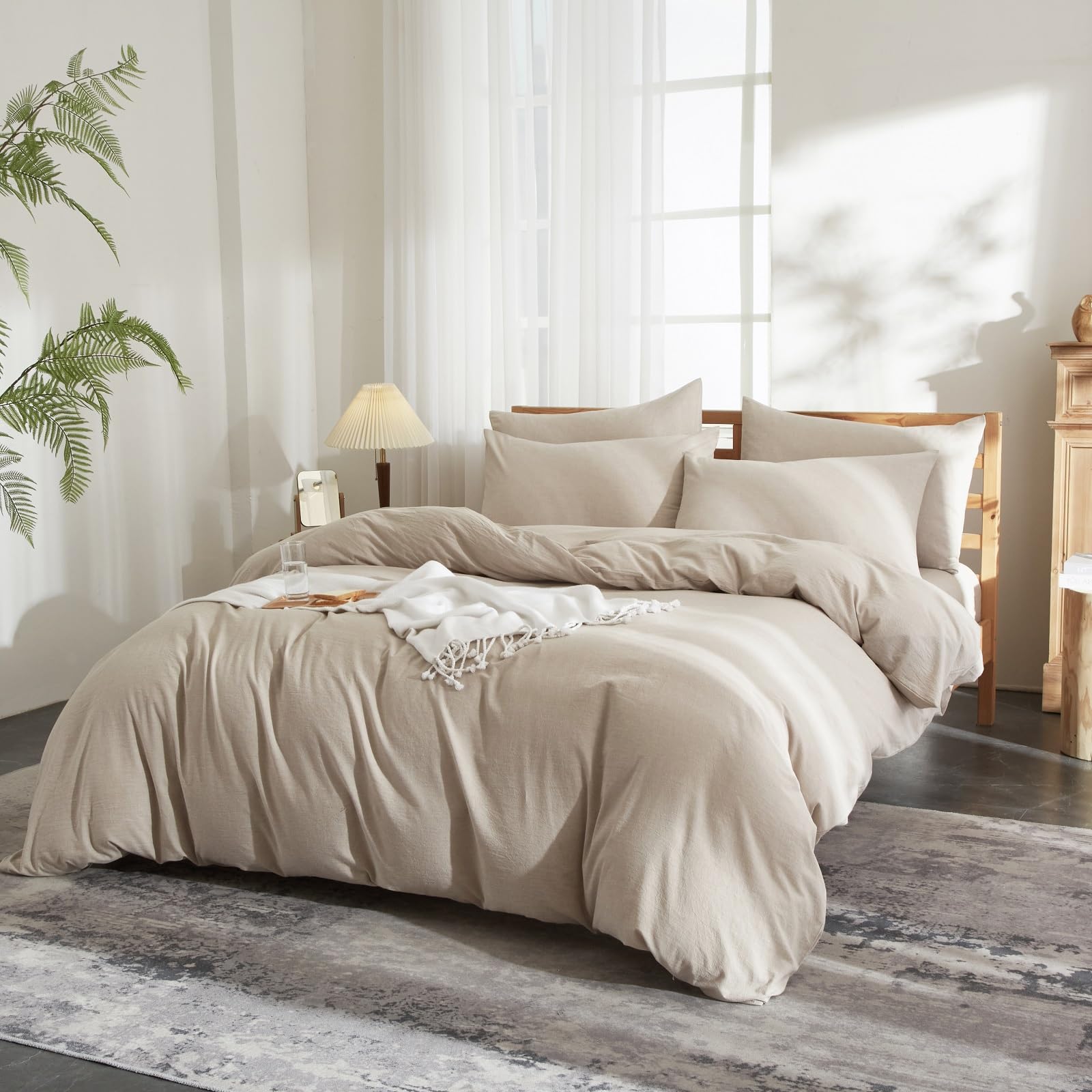 Housse de couette vintage en lin bio mélangé de qualité supérieure durable