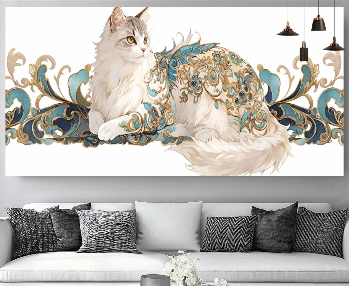 Broderie Diamant Kit Complet Chat Abstrait Toile Canevas 5D - 8