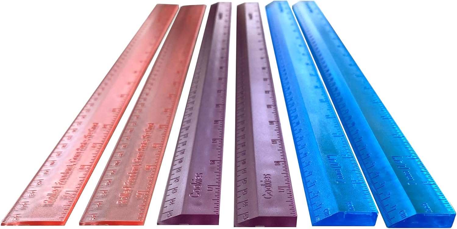 R&M International 2754 Pastry Guide Rulers for Pie Crust, Cookie Dough, Fondant, and More, 6-Piece Set, Assorted Sizes and Colors