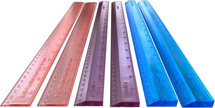 R&M International 2754 Pastry Guide Rulers for Pie Crust, Cookie Dough, Fondant, and More, 6-Piece Set, Assorted Sizes and Colors